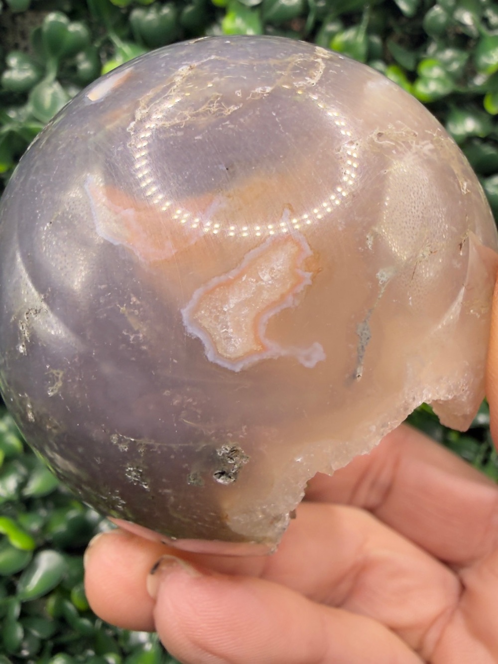 Druzy Moss Agate Sphere 60mm - Picture 6 of 9